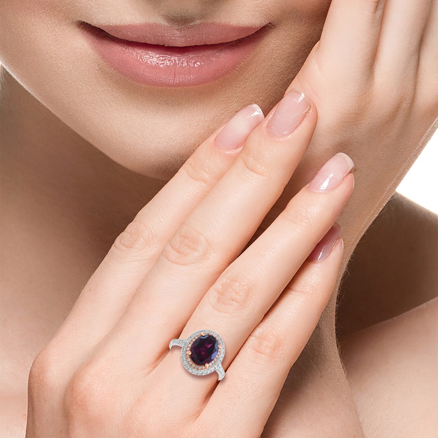 Effy Final Call Limited Quantities! Womens 1/3 CT. T.W. Genuine Red Rhodolite 14K White Gold Oval Cocktail Ring