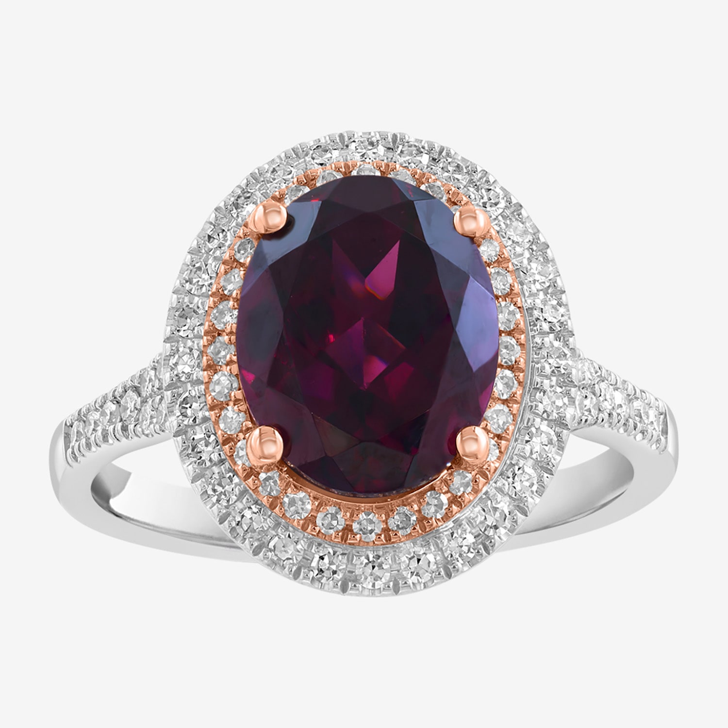 Effy Final Call Limited Quantities! Womens 1/3 CT. T.W. Genuine Red Rhodolite 14K White Gold Oval Cocktail Ring