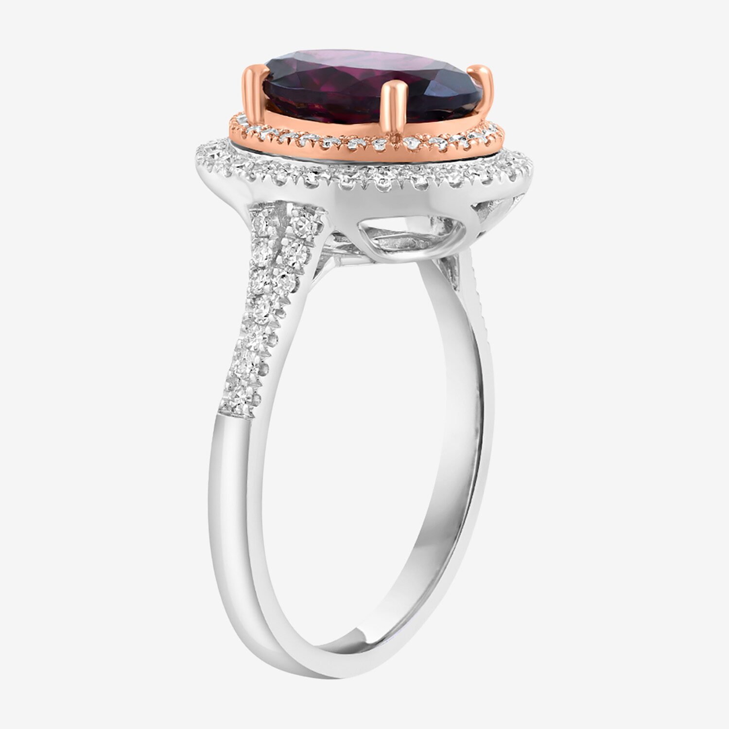 Effy Final Call Limited Quantities! Womens 1/3 CT. T.W. Genuine Red Rhodolite 14K White Gold Oval Cocktail Ring