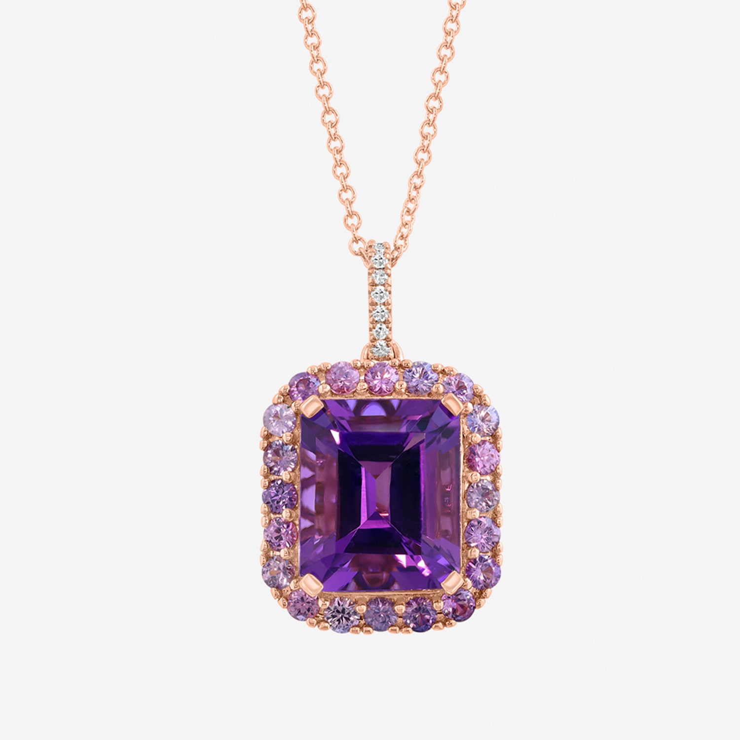 Effy Final Call Limited Quantities! Womens Diamond Accent Genuine Purple Amethyst 14K Rose Gold 18 Inch Pendant Necklace