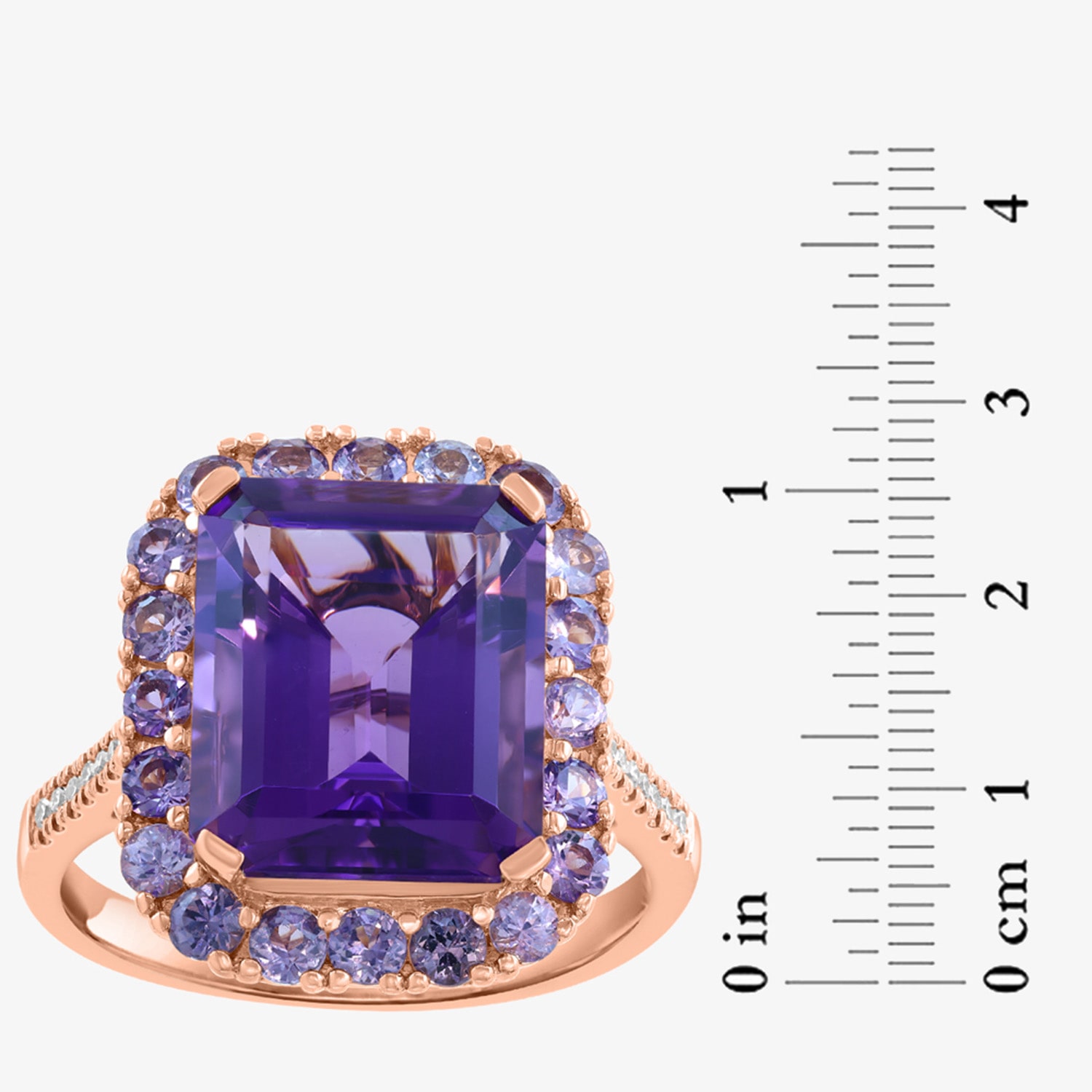 Effy Final Call Limited Quantities! Womens Diamond Accent Genuine Purple Amethyst 14K Rose Gold Halo Cocktail Ring