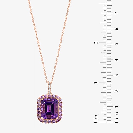 Effy Final Call Limited Quantities! Womens Diamond Accent Genuine Purple Amethyst 14K Rose Gold 18 Inch Pendant Necklace