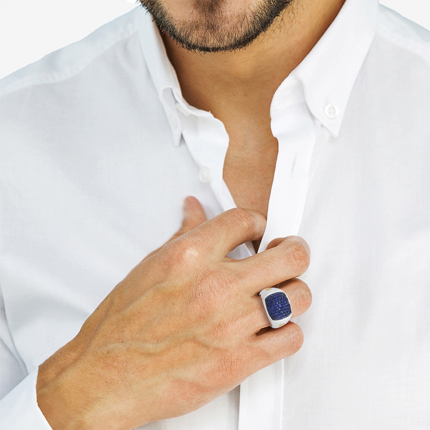 Effy Final Call Limited Quantities! Mens Genuine Blue Sapphire 18K Gold Over Silver Rectangular Fashion Ring
