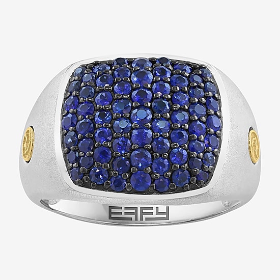 Effy Final Call Limited Quantities! Mens Genuine Blue Sapphire 18K Gold Over Silver Rectangular Fashion Ring