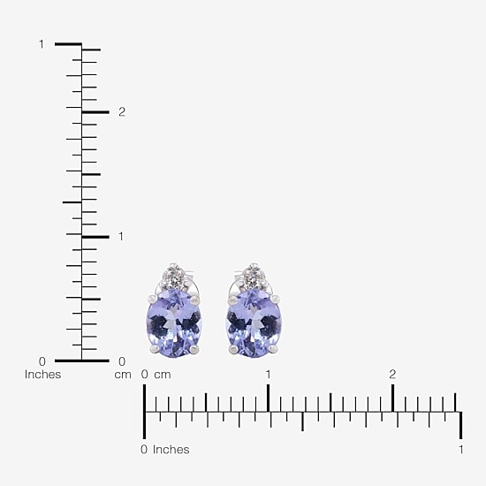 LIMITED QUANTITIES! Diamond Accent Genuine Blue Tanzanite 14K White Gold 9mm Stud Earrings