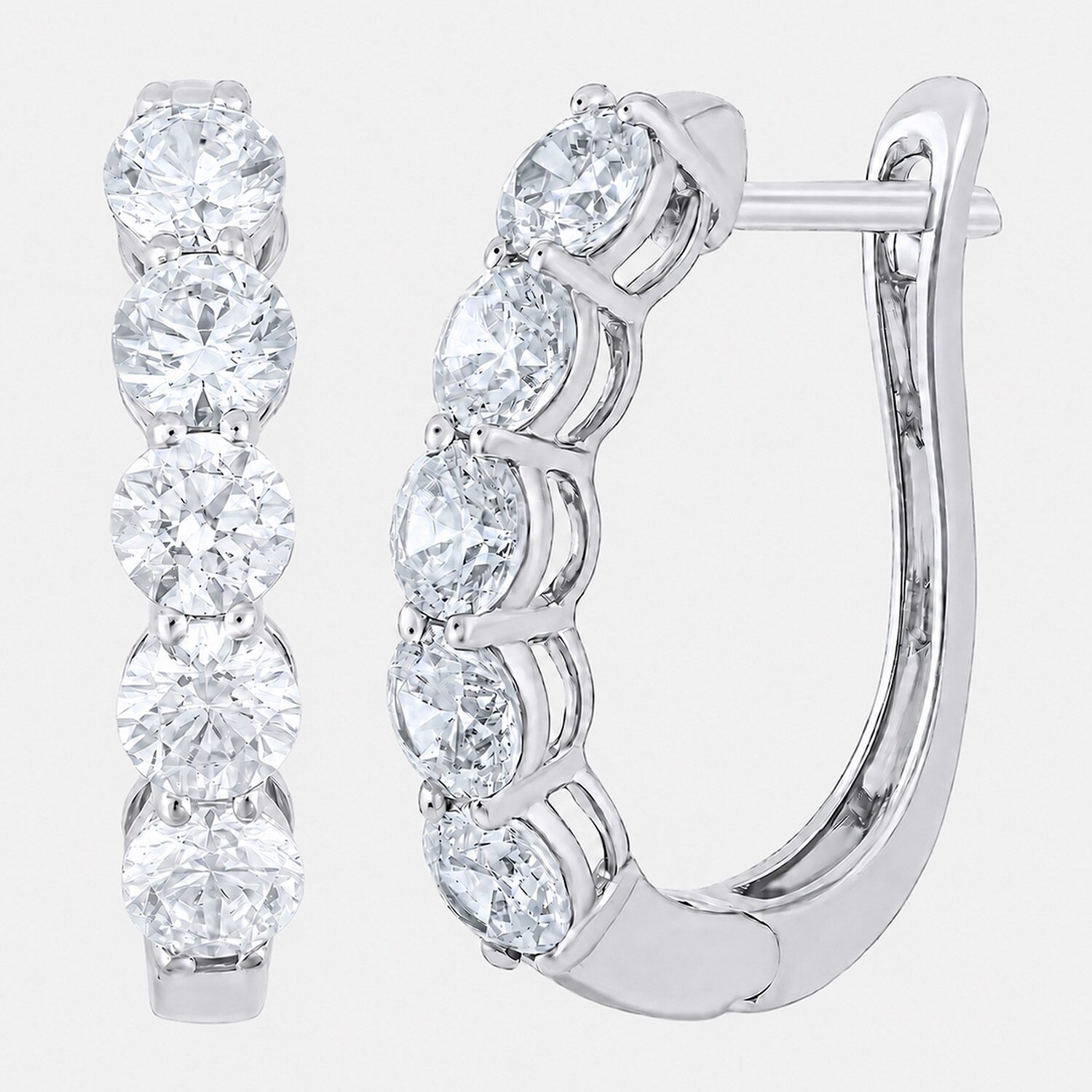(H-I / I1) Womens 2 CT. T.W. Lab Grown White Diamond 10K Gold 20.1mm Hoop Earrings