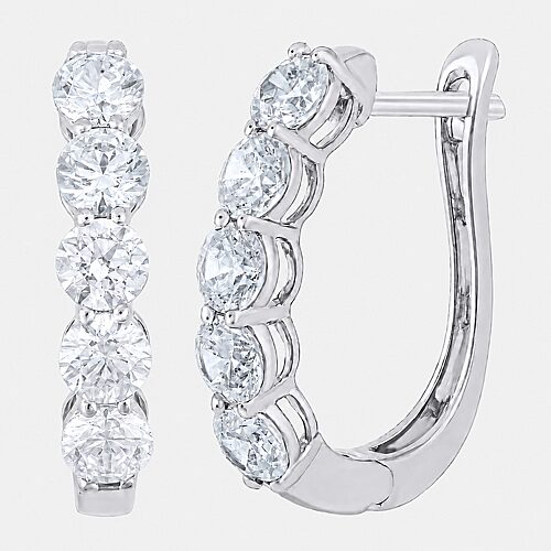 (H-I / I1) Womens 2 CT. T.W. Lab Grown White Diamond 10K Gold 20.1mm Hoop Earrings, One Size, White