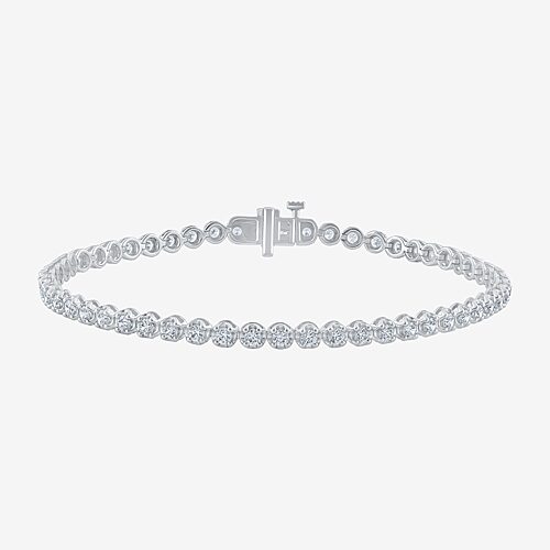 (H-I / I1) Womens 2 CT. T.W. Lab Grown White Diamond 10K Gold 8 Inch Tennis Bracelet, One Size, White