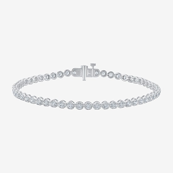 (H-I / I1) Womens 2 CT. T.W. Lab Grown White Diamond 10K Gold 8 Inch Tennis Bracelet
