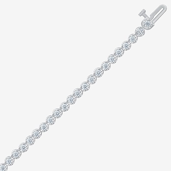 (H-I / I1) Womens 2 CT. T.W. Lab Grown White Diamond 10K Gold 8 Inch Tennis Bracelet