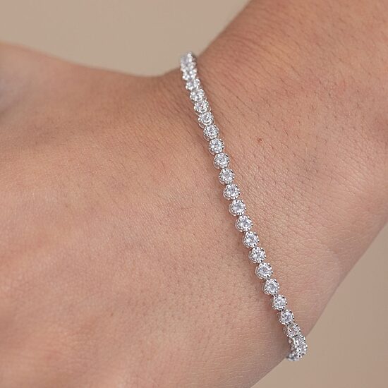 (H-I / I1) Womens 2 CT. T.W. Lab Grown White Diamond 10K Gold 8 Inch Tennis Bracelet