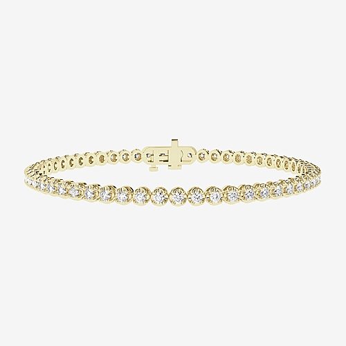 (H-I / I1) Womens 2 CT. T.W. Lab Grown White Diamond 10K Gold 8 Inch Tennis Bracelet, One Size, Yellow
