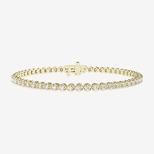 (H-I / I1) Womens 2 CT. T.W. Lab Grown White Diamond 10K Gold 6 1/2 Inch Tennis Bracelet, One Size, Yellow
