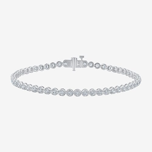 (H-I / I1) Womens 2 CT. T.W. Lab Grown White Diamond 10K Gold 6 1/2 Inch Tennis Bracelet, One Size, White