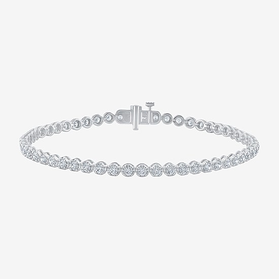 (H-I / I1) Womens 2 CT. T.W. Lab Grown White Diamond 10K Gold 6 1/2 Inch Tennis Bracelet