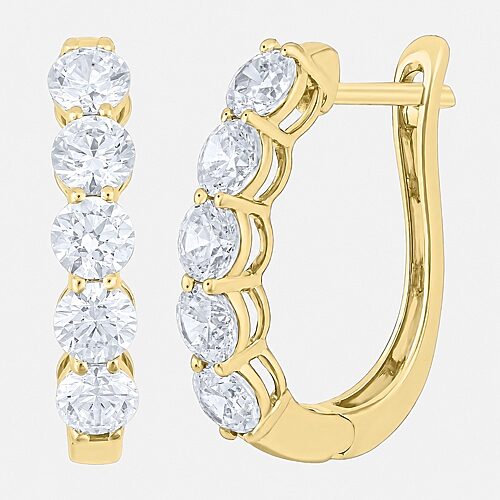 (H-I / I1) Womens 2 CT. T.W. Lab Grown White Diamond 10K Gold 20.1mm Hoop Earrings, One Size, Yellow