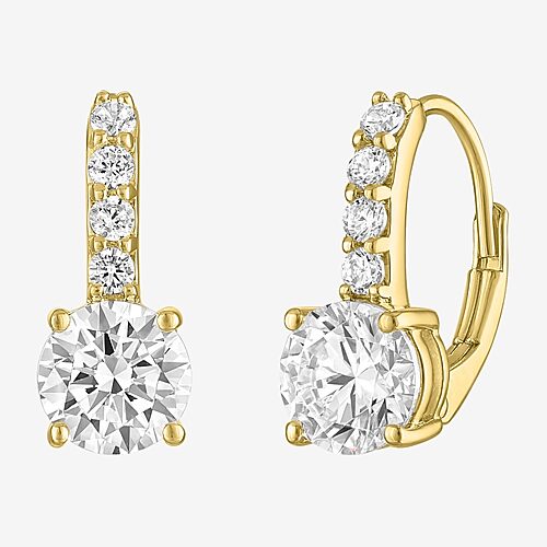 (G-H / Si2-I1) Womens 2 CT. T.W. Lab Grown White Diamond 10K Gold 14mm Hoop Earrings, One Size, Yellow
