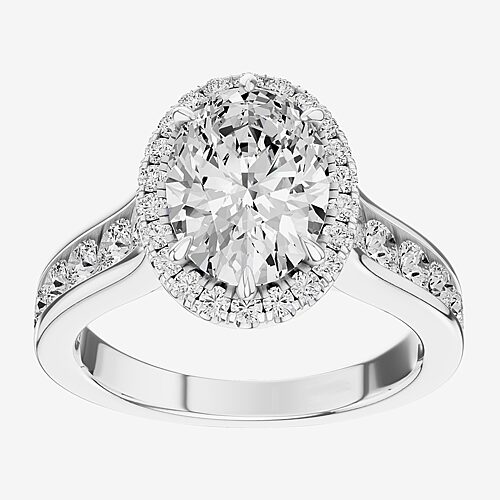 (G / Si2) Womens 3 CT. T.W. Lab Grown White Diamond Sterling Silver Oval Side Stone Halo Engagement Ring, 6, White