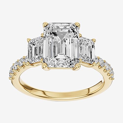 (G / Si2) Womens 3 CT. T.W. Lab Grown White Diamond Sterling Silver Side Stone 3-Stone Engagement Ring, 8, Yellow