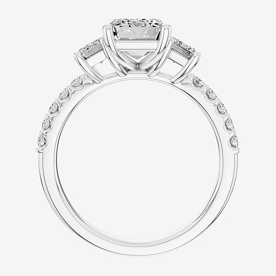 (G / Si2) Womens 3 CT. T.W. Lab Grown White Diamond Sterling Silver Side Stone 3-Stone Engagement Ring