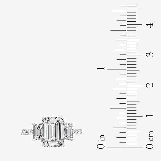 (G / Si2) Womens 3 CT. T.W. Lab Grown White Diamond Sterling Silver Side Stone 3-Stone Engagement Ring