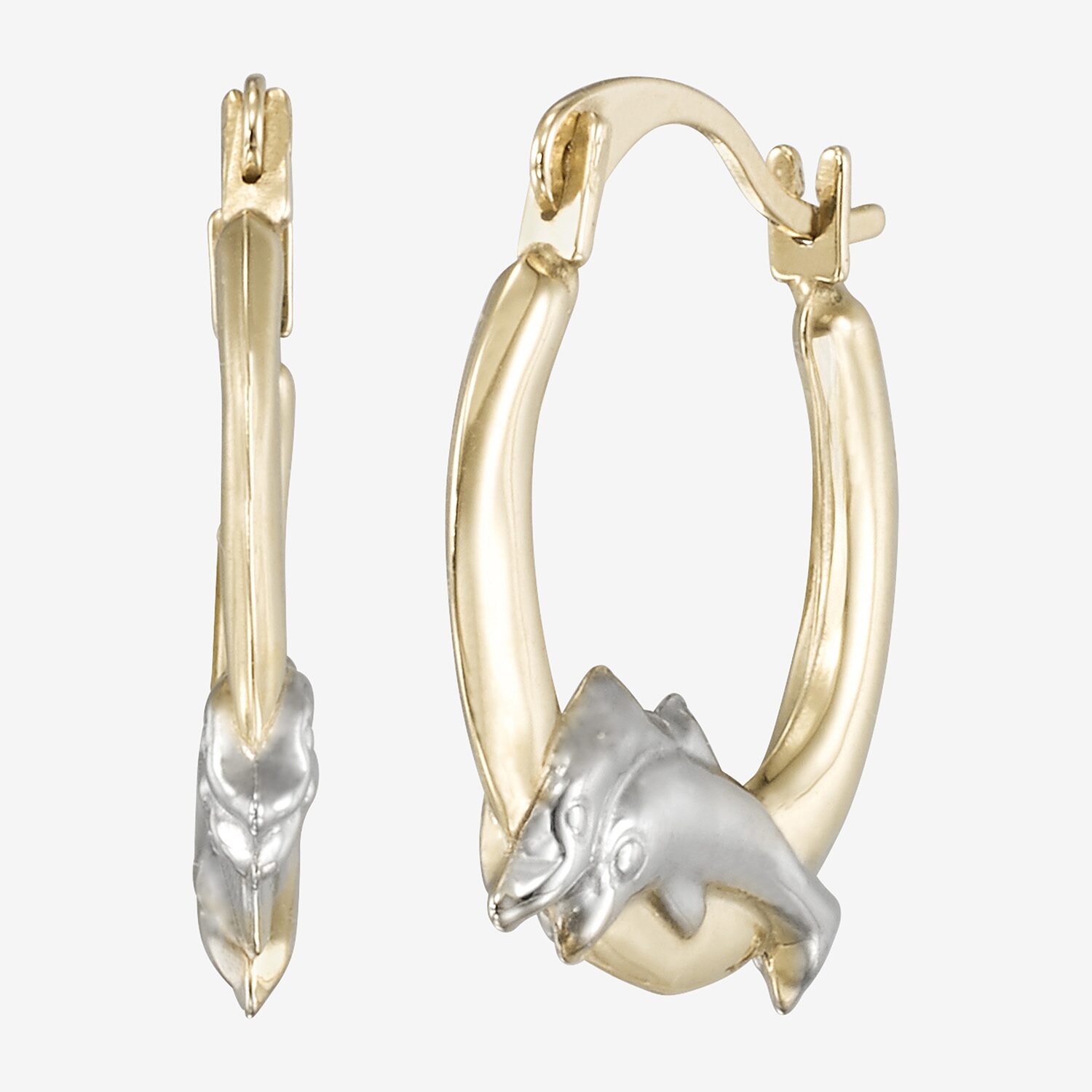 Womens 10K Gold 14mm Hoop Earrings