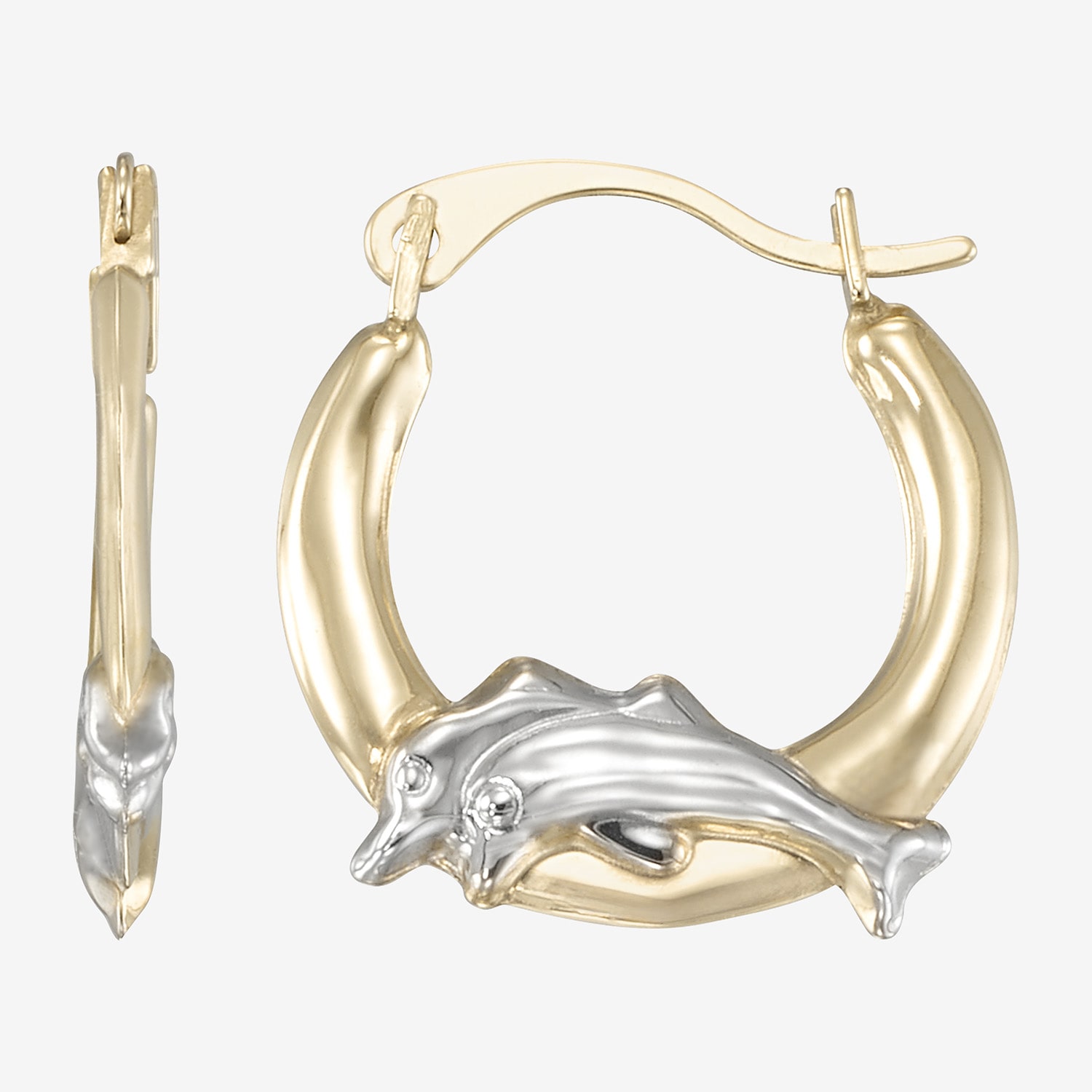 Womens 10K Gold 14mm Hoop Earrings