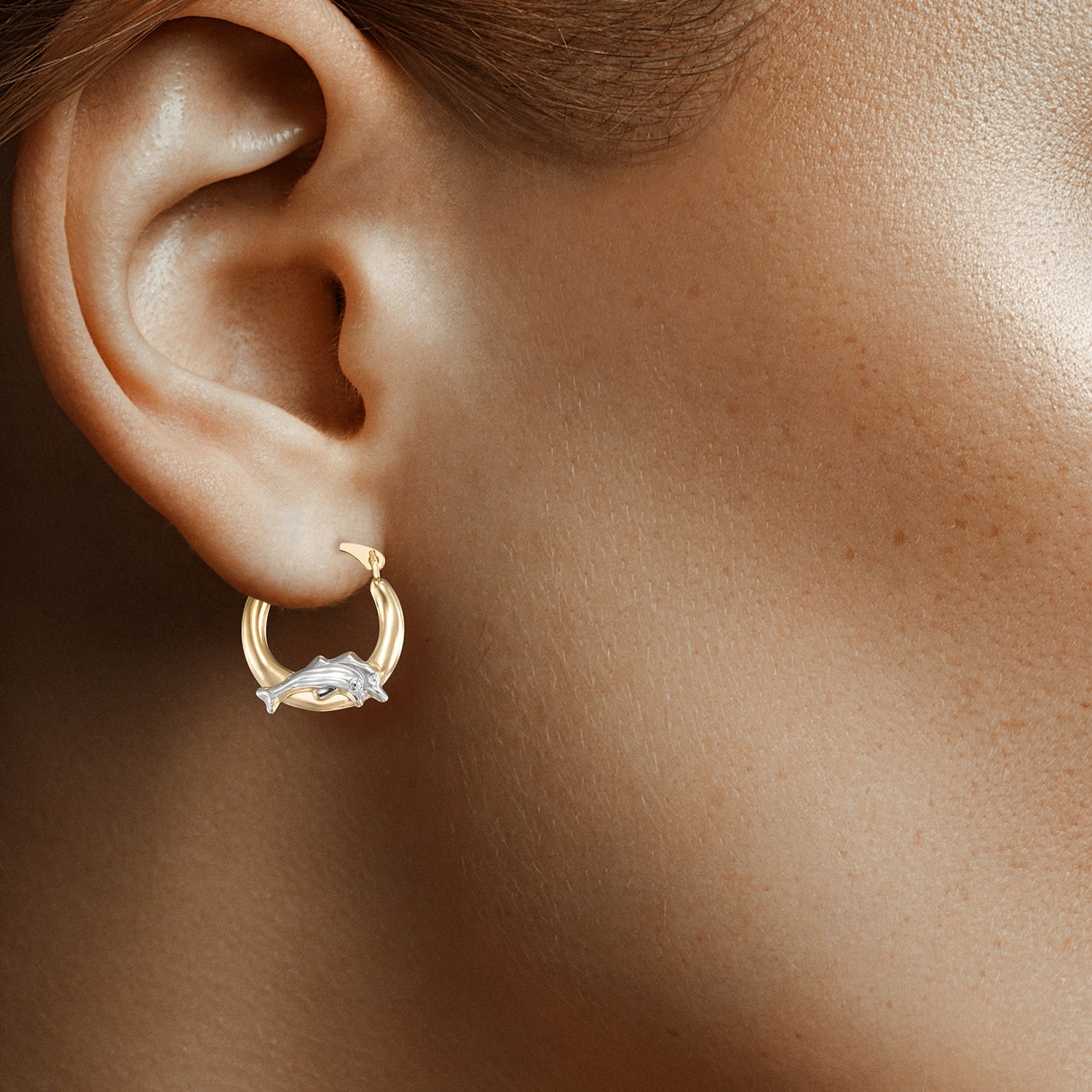 Womens 10K Gold 14mm Hoop Earrings