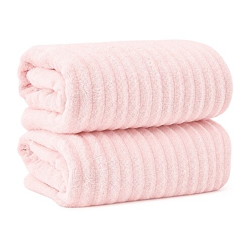 Linery Cotton Textured Oversized 2-pc. Bath Sheet In Pink