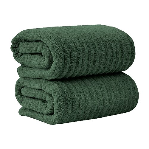 Linery Cotton Textured Oversized 2-pc. Bath Sheet In Green
