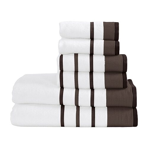 Linery Luxury Cotton Decorative Oversized 6-pc. Quick Dry Bath Towel Set In Brown