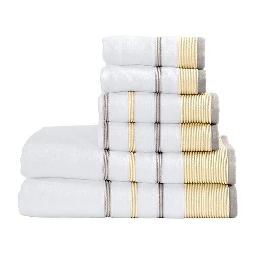 Linery Luxury Cotton Decorative Oversized 6-pc. Quick Dry Bath Towel Set In Yellow