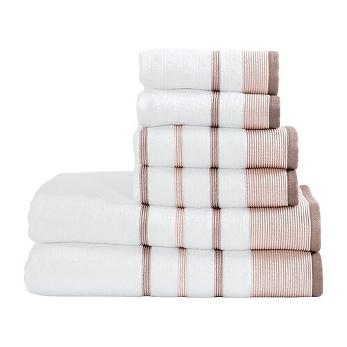 Linery Luxury Cotton Decorative Oversized 6-pc. Quick Dry Bath Towel Set In Pink