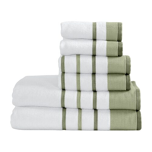 Linery Luxury Cotton Decorative Oversized 6-pc. Quick Dry Bath Towel Set In Green