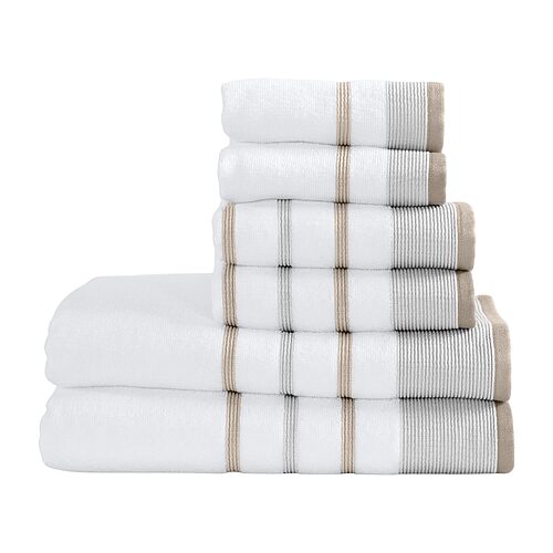 Linery Luxury Cotton Decorative Oversized 6-pc. Quick Dry Bath Towel Set In Gray