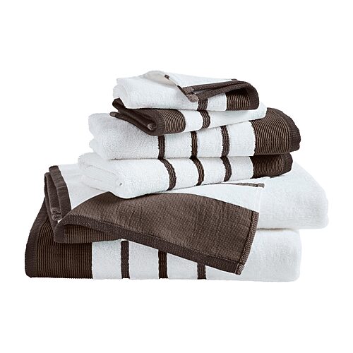 Linery Luxury Cotton Decorative 6-pc. Quick Dry Bath Towel Set In Brown
