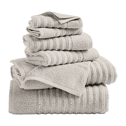 Linery Luxurious Cotton 6-pc. Quick Dry Bath Towel Set In Gray