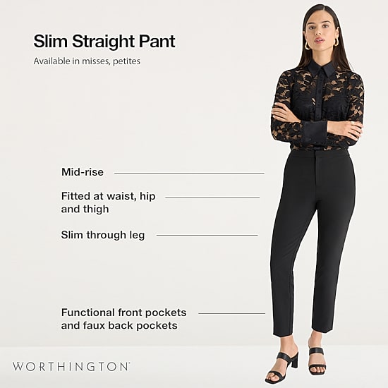 Worthington Womens Slim High Rise Trouser