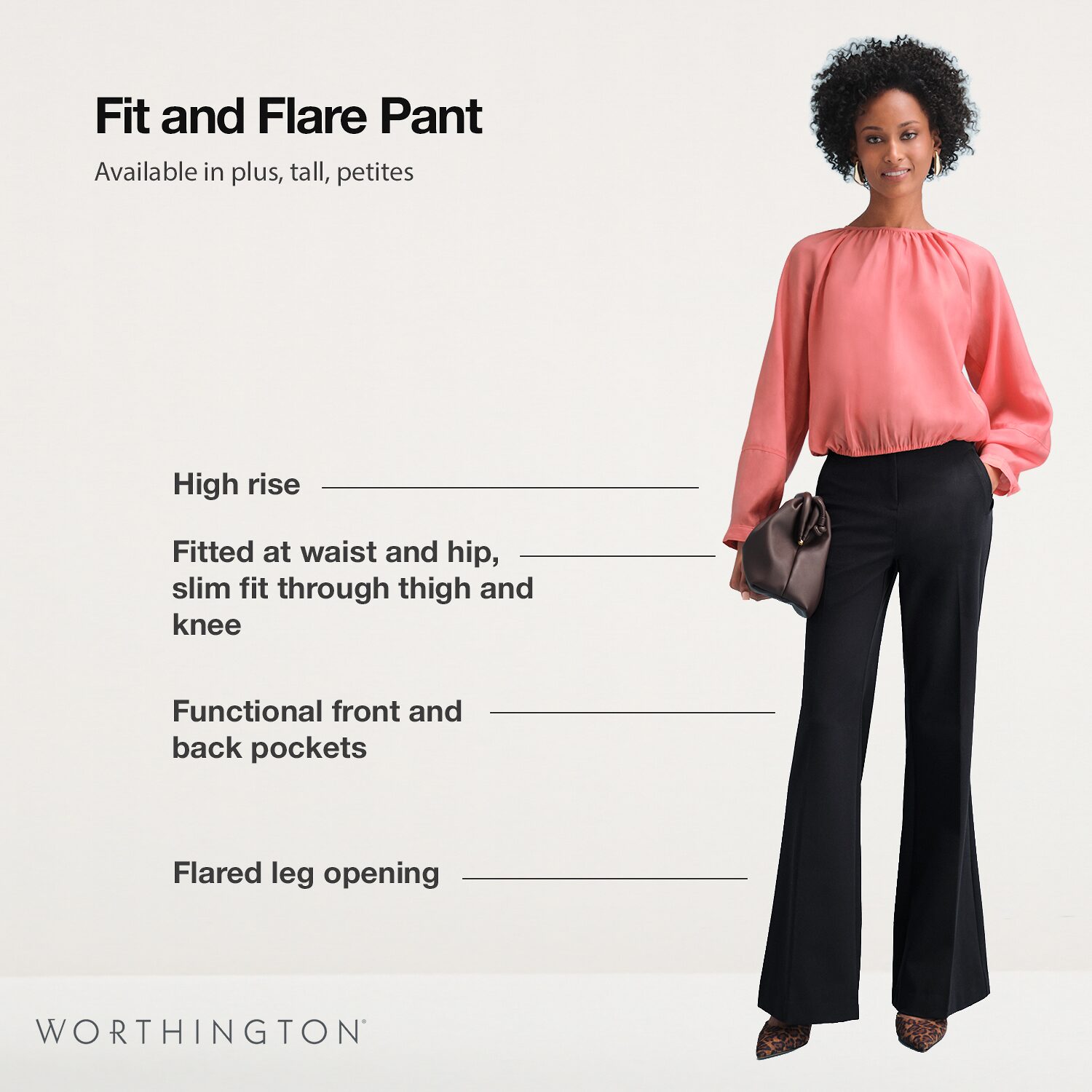 Worthington Womens Fit and Flare Pant