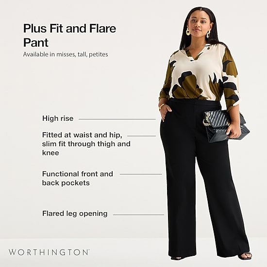 Worthington Plus Womens Fit and Flare Pant
