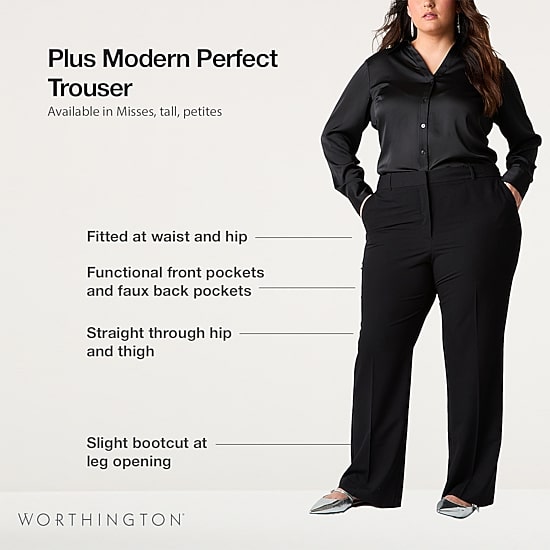 Worthington Plus Womens Modern Perfect Trouser