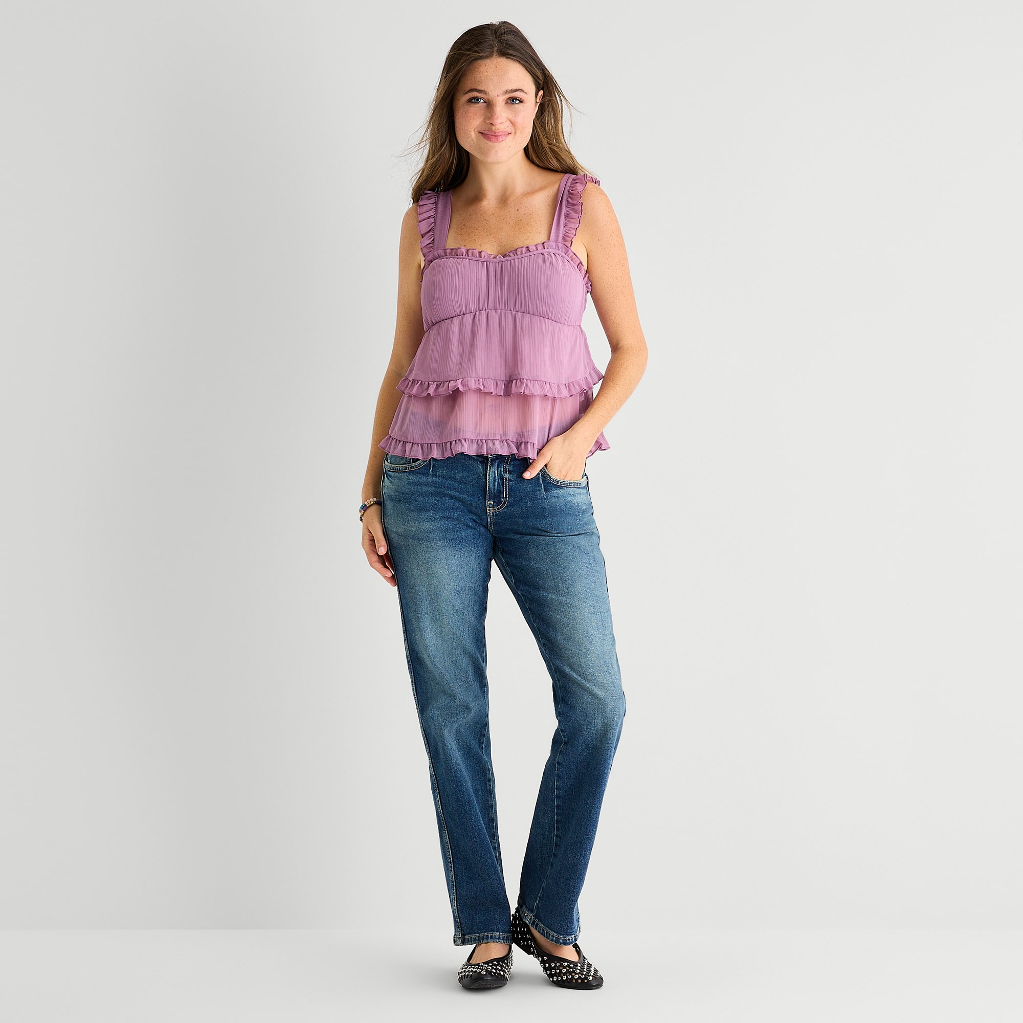 Arizona Womens Low Rise Straight Leg Jean