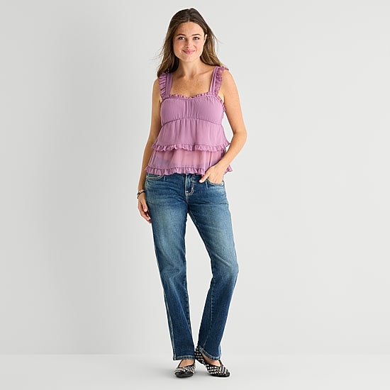 Arizona Womens Low Rise Straight Leg Jean