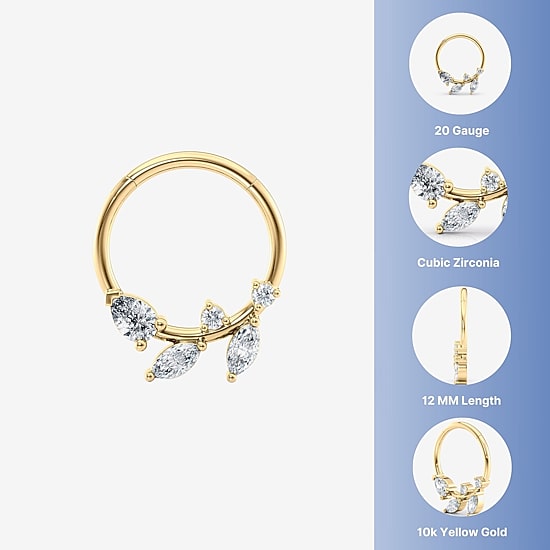 Cubic Zirconia 10K Gold Nose Ring
