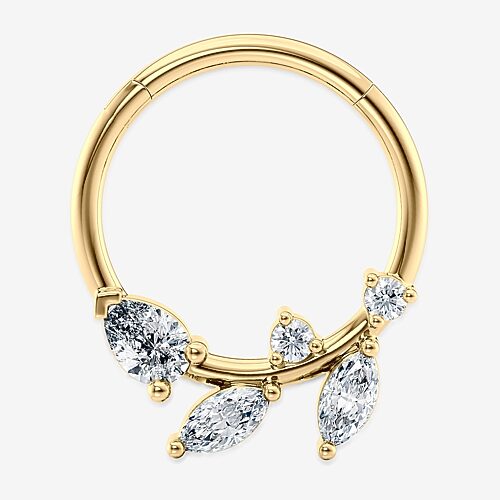 Cubic Zirconia 10K Gold Nose Ring, One Size, Yellow