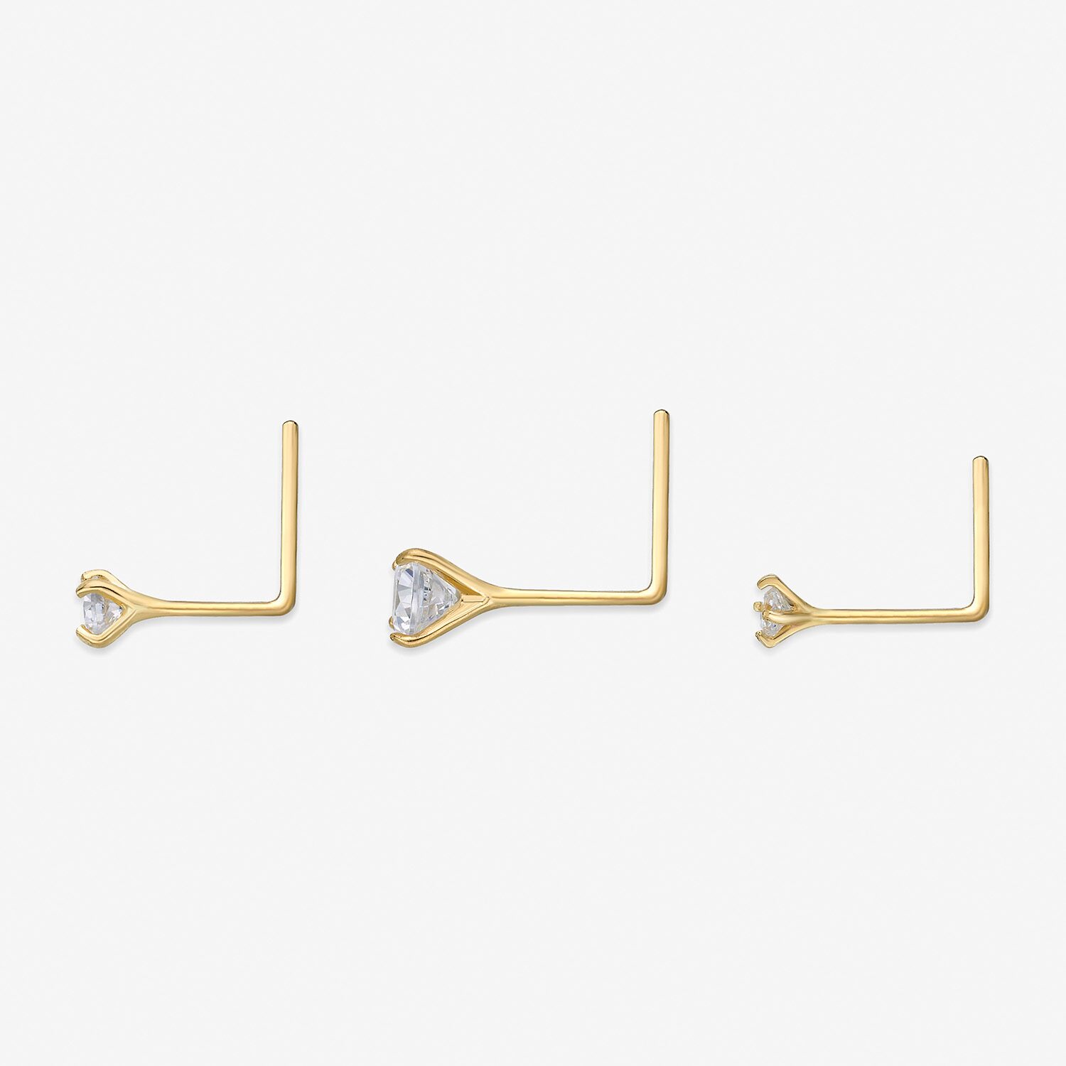 3-pc. Cubic Zirconia 14K Gold Nose Ring