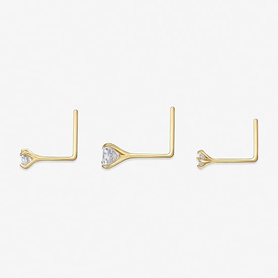 3-pc. Cubic Zirconia 14K Gold Nose Ring