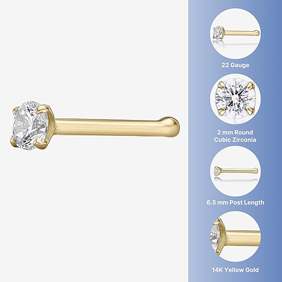 Cubic Zirconia 14K Gold Nose Ring