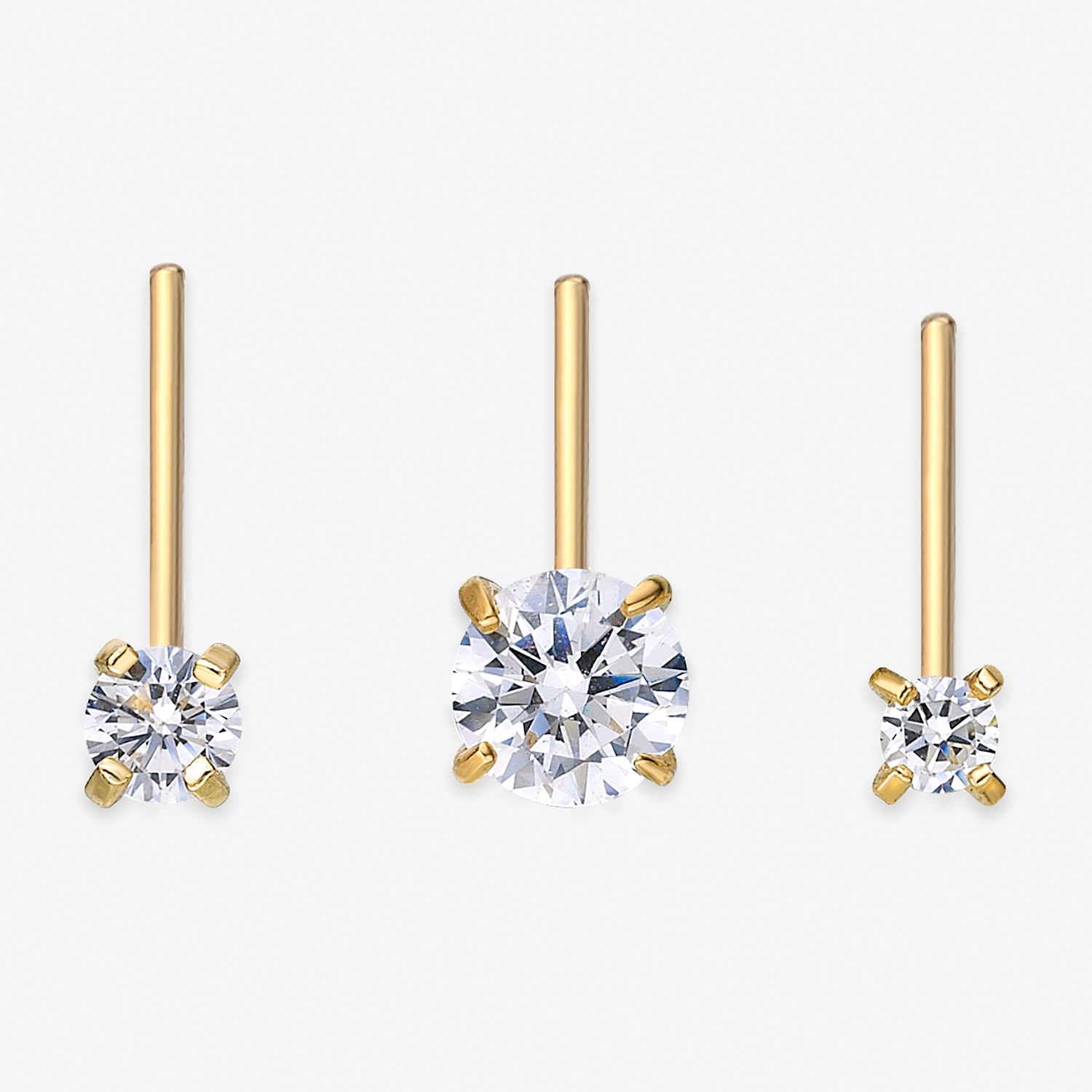 3-pc. Cubic Zirconia 14K Gold Nose Ring