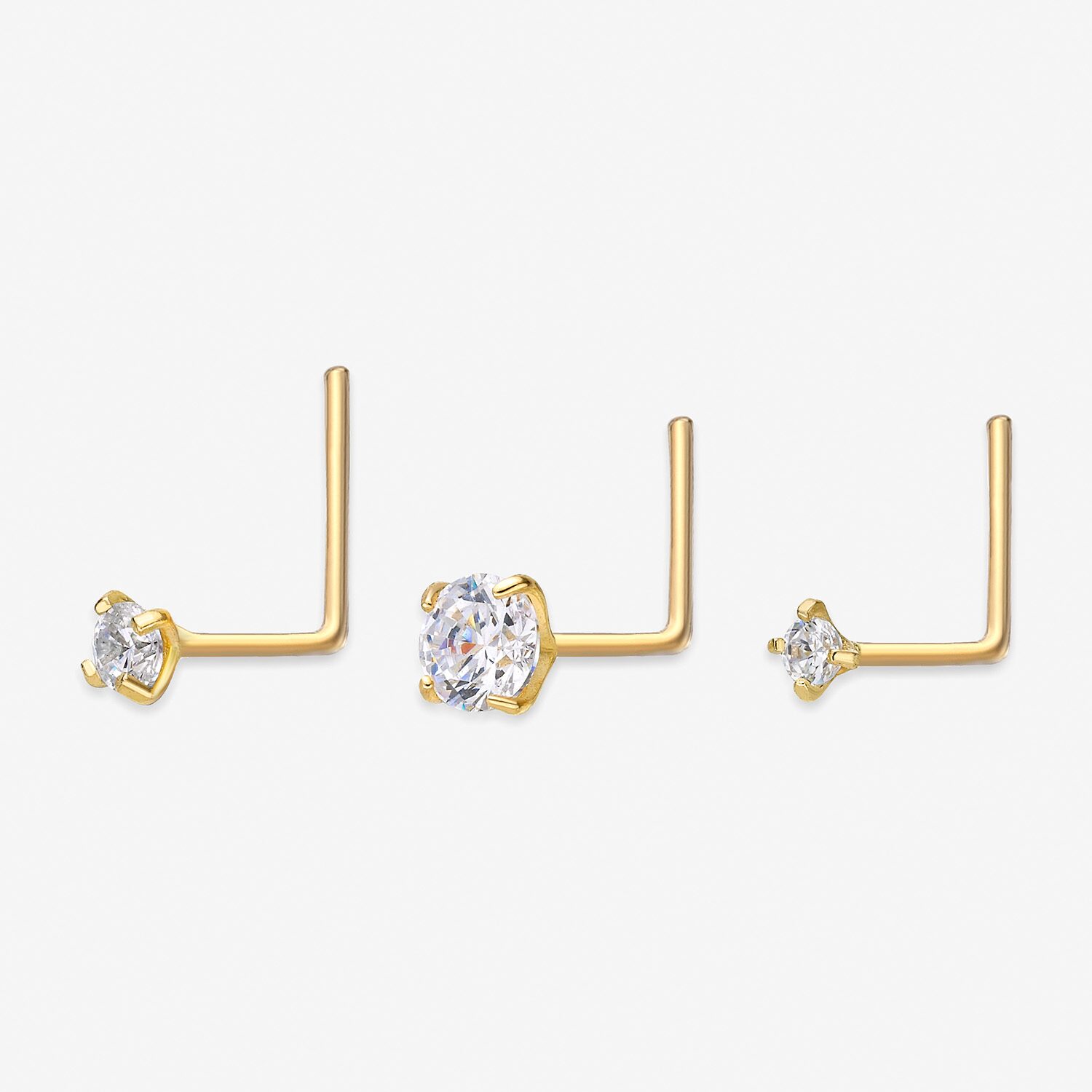 3-pc. Cubic Zirconia 14K Gold Nose Ring
